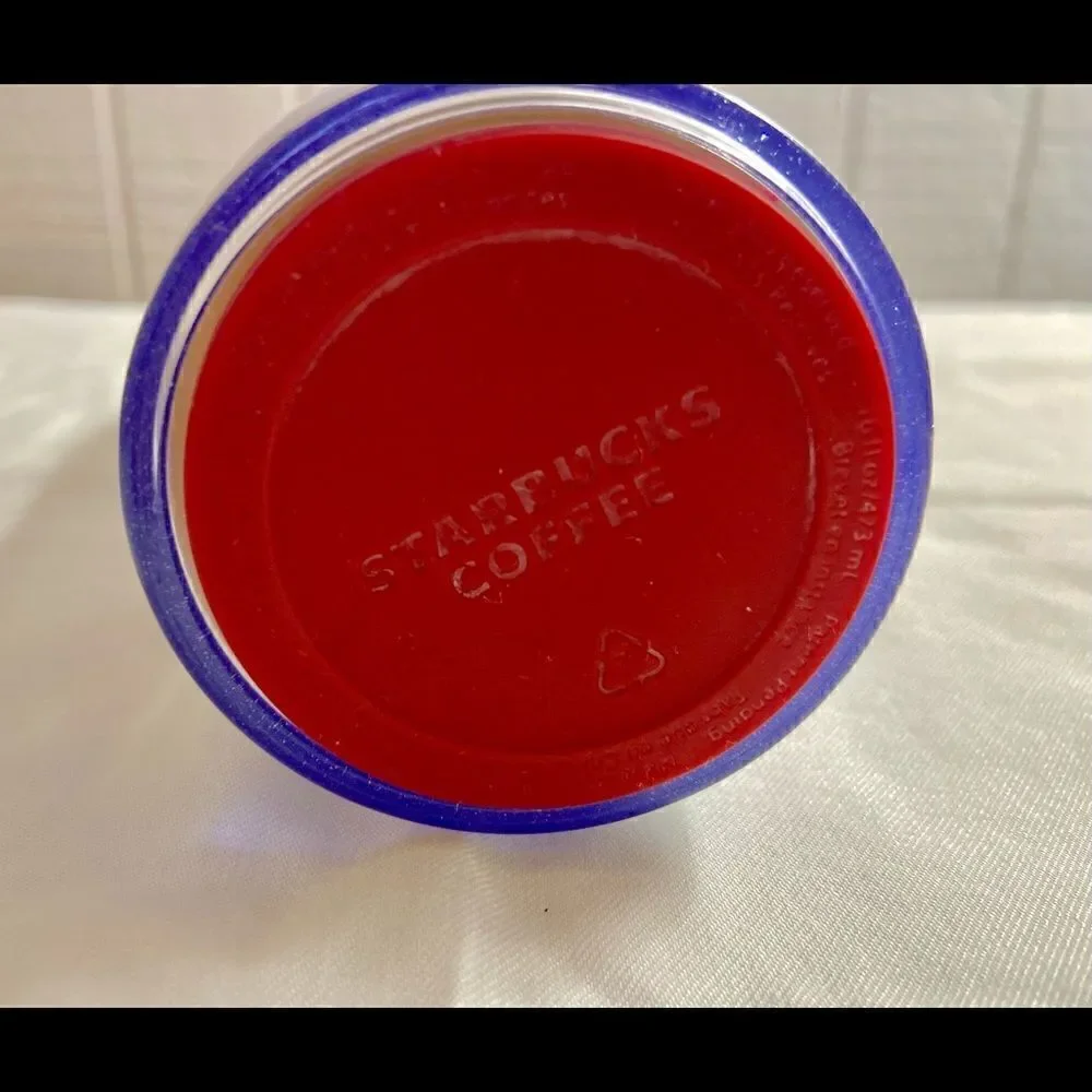 Starbucks Red Pink Snowflake Travel Mug Flip Top Tumbler 2009 16 oz Snow.